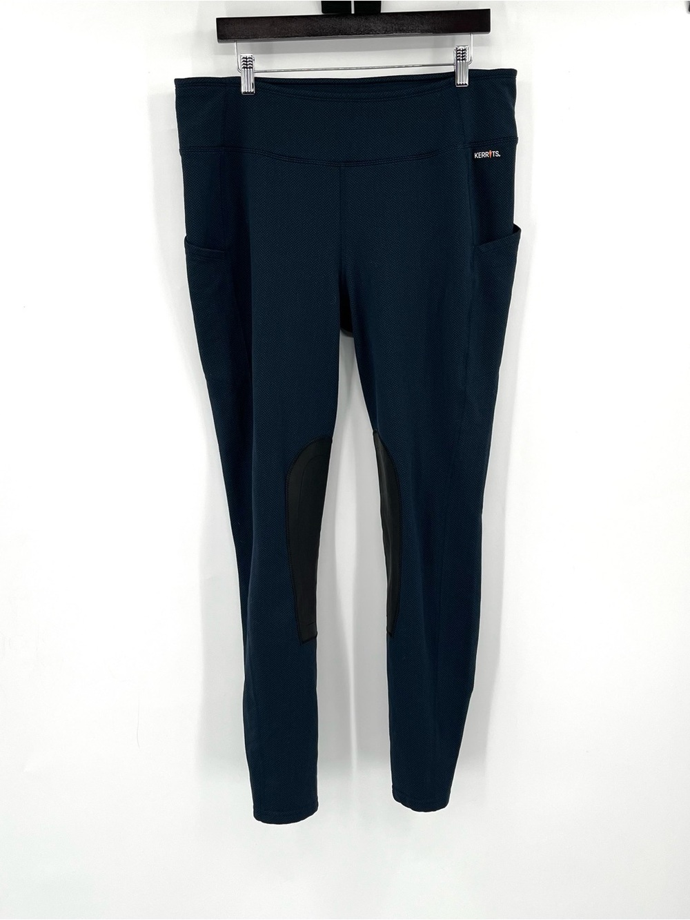 KERRITS Sit Tight Windpro Knee Patch Pants Equestrian Riding Warm Blue 1X Horse